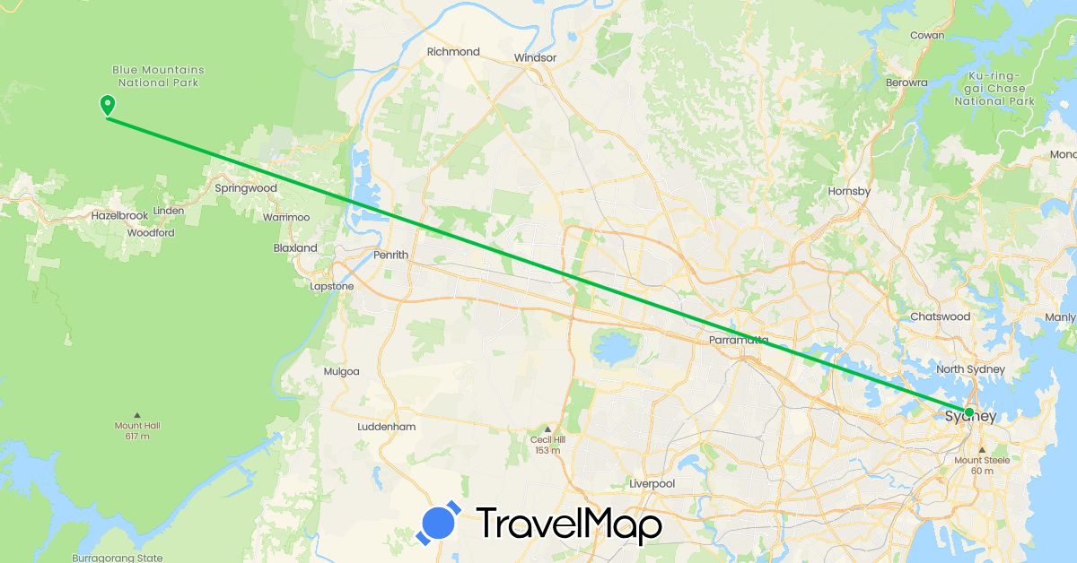 TravelMap itinerary: driving, bus in Australia (Oceania)